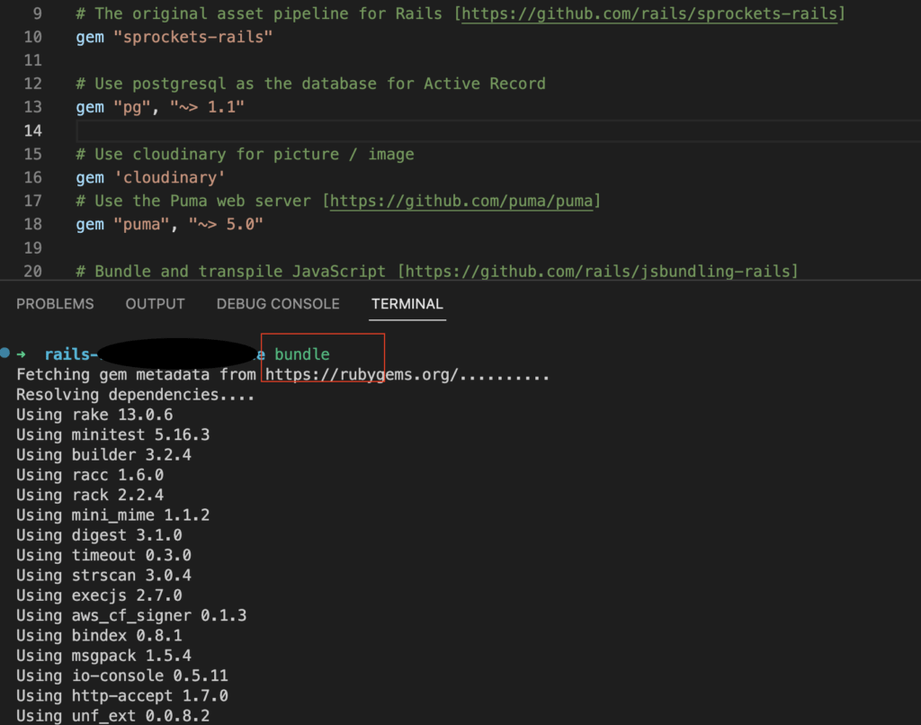 commande bundle rails