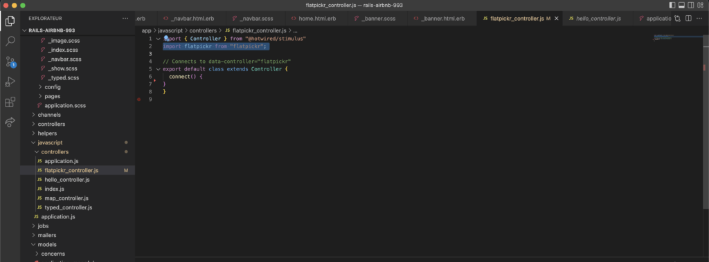 import flatpickr controller stimulus