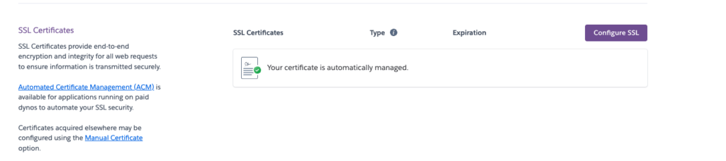 ssl installé heroku