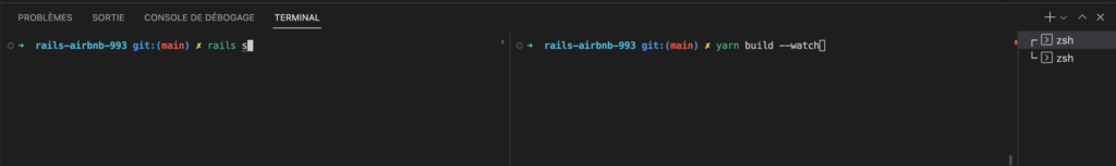 terminale de commande vscode